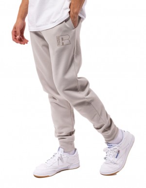 Beige Russell Athletic Corp Inlay Logo Men Track pants | 90DVUYWGN