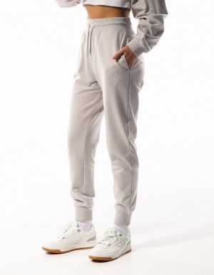 Beige Russell Athletic Inlay Logo Unbrushed Women Track pants | 03VAQYIZF