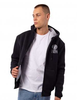 Black Russell Athletic Collegiate Sherpa Men Jackets | 29UADRGVN