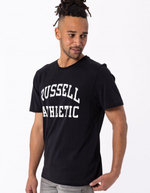 Black Russell Athletic Core Men T Shirts | 21KCUTFOR