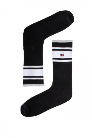 Black Russell Athletic Essential Atlanta Fash Single Accessories Socks | 31UMAVONK