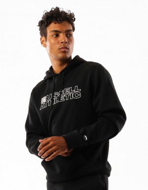 Black Russell Athletic Original Modern Logo Men Hoodie | 65HDKALXU