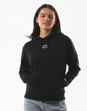 Black Russell Athletic Originals Embriodered Women Hoodie | 10CIBLTAU