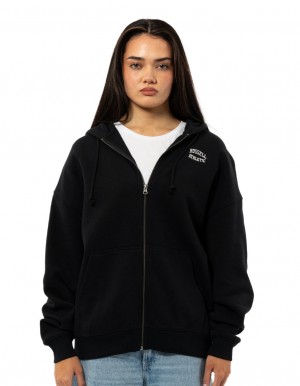 Black Russell Athletic Originals Embroidered Zip Through Women Hoodie | 46MWIESXH