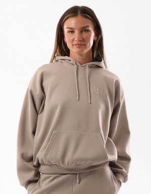 Brown Russell Athletic Original Inlay Logo Women Hoodie | 85BURWQIE