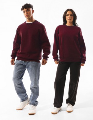 Burgundy Russell Athletic Unisex Dri Women Crew Neck Sweaters | 27MIQKRPW