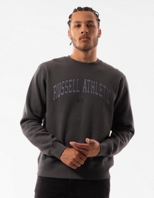 Dark Grey Russell Athletic Pasadena Men Crew Neck Sweaters | 17KNYGCJW