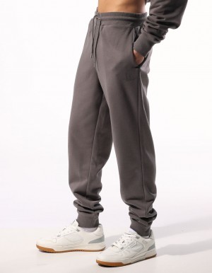 Grey Brown Russell Athletic Brooklyn Cuffed Men Track pants | 02VMDBTFK