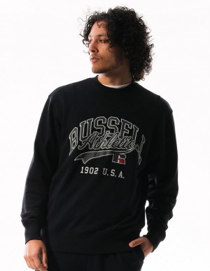 Grey Russell Athletic Arch Sport Men Crew Neck Sweaters | 01FRBPWXL