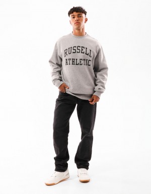 Grey Russell Athletic Core Arch Men Crew Neck Sweaters | 92TCRNZSJ