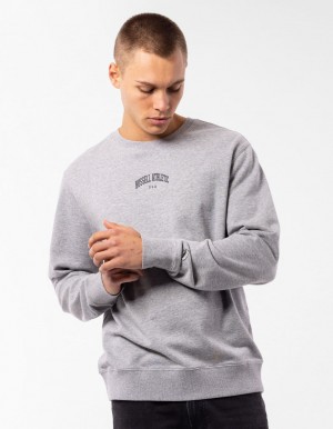 Grey Russell Athletic Originals Big Arch Unbrushed Men Crew Neck Sweaters | 35FMECQPL