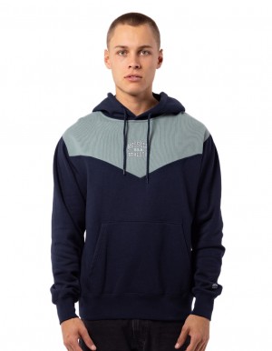 Navy Russell Athletic Chevron Men Hoodie | 70JKRGVSM