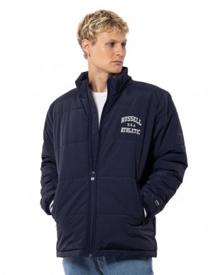 Navy Russell Athletic Klute Men Jackets | 84WQHXVGE