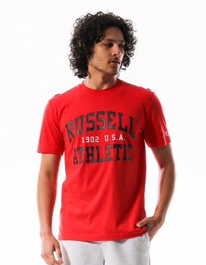 Red Russell Athletic Big Arch Men T Shirts | 16JDNCTKO