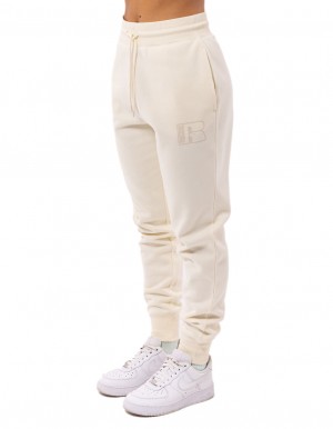 White Russell Athletic Corp Inlay Logo Women Track pants | 71MXGNSLD