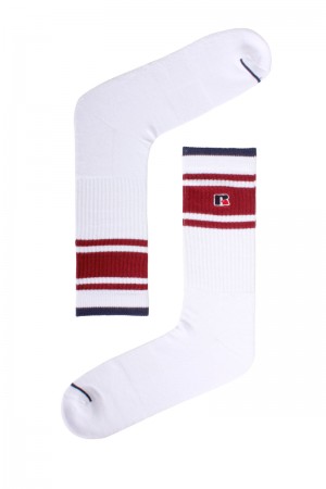 White Russell Athletic Essential Atlanta Fash Single Accessories Socks | 76UFGLYAB