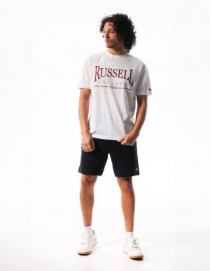 White Russell Athletic Glendale Oversized Men T Shirts | 58OJWQATE