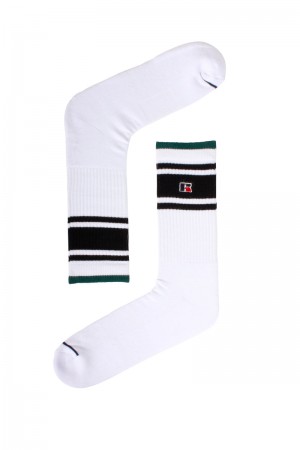 White / Black Russell Athletic Essential Atlanta Fash Single Accessories Socks | 42FCRAZIW