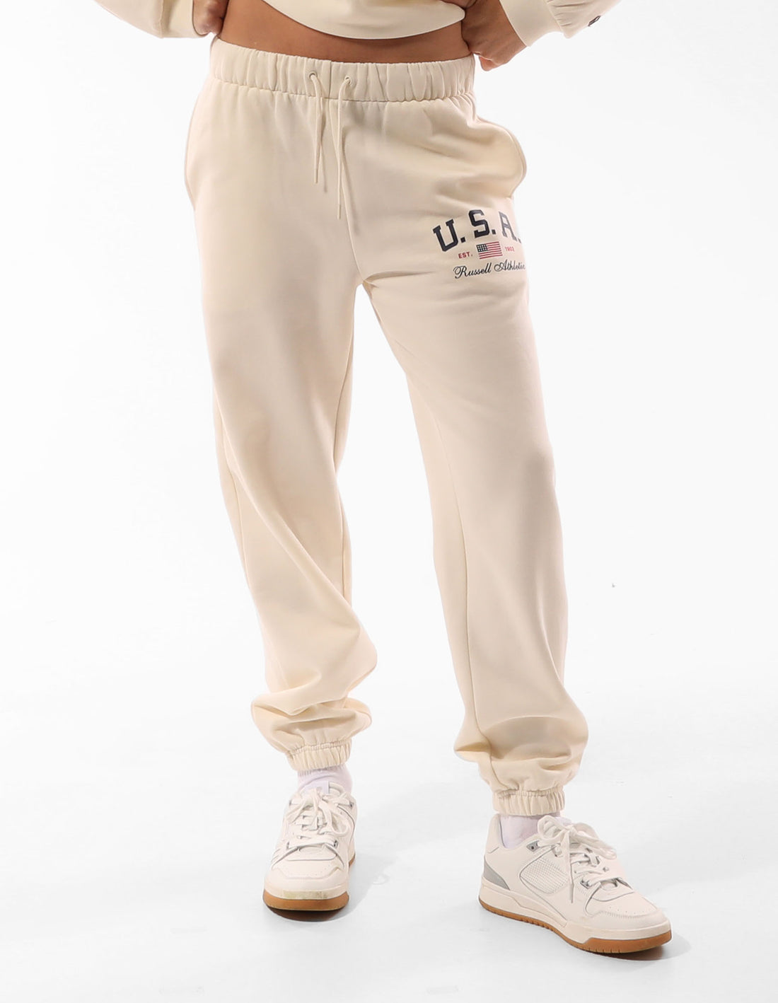 Beige Russell Athletic 1902 Baggy Women Track pants | 41NROADWX