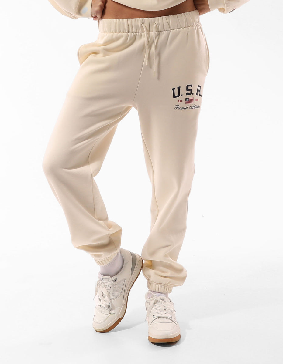 Beige Russell Athletic 1902 Baggy Women Track pants | 41NROADWX