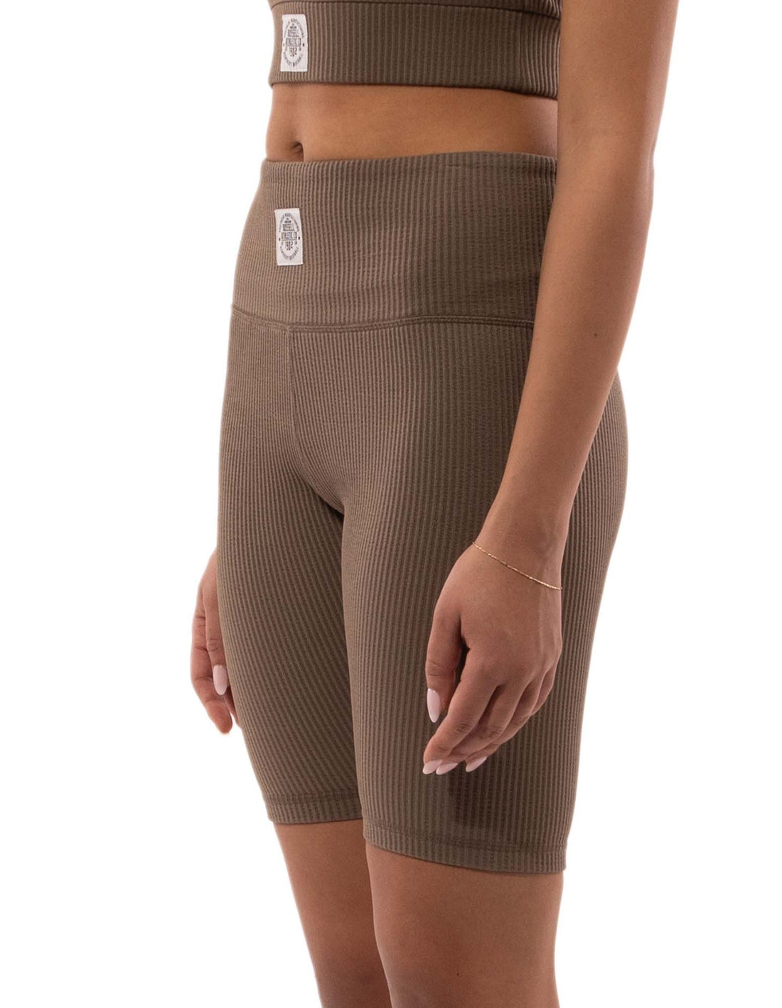 Beige Russell Athletic Deja Vu Ribbed Bike Women Shorts | 79UAECGXY