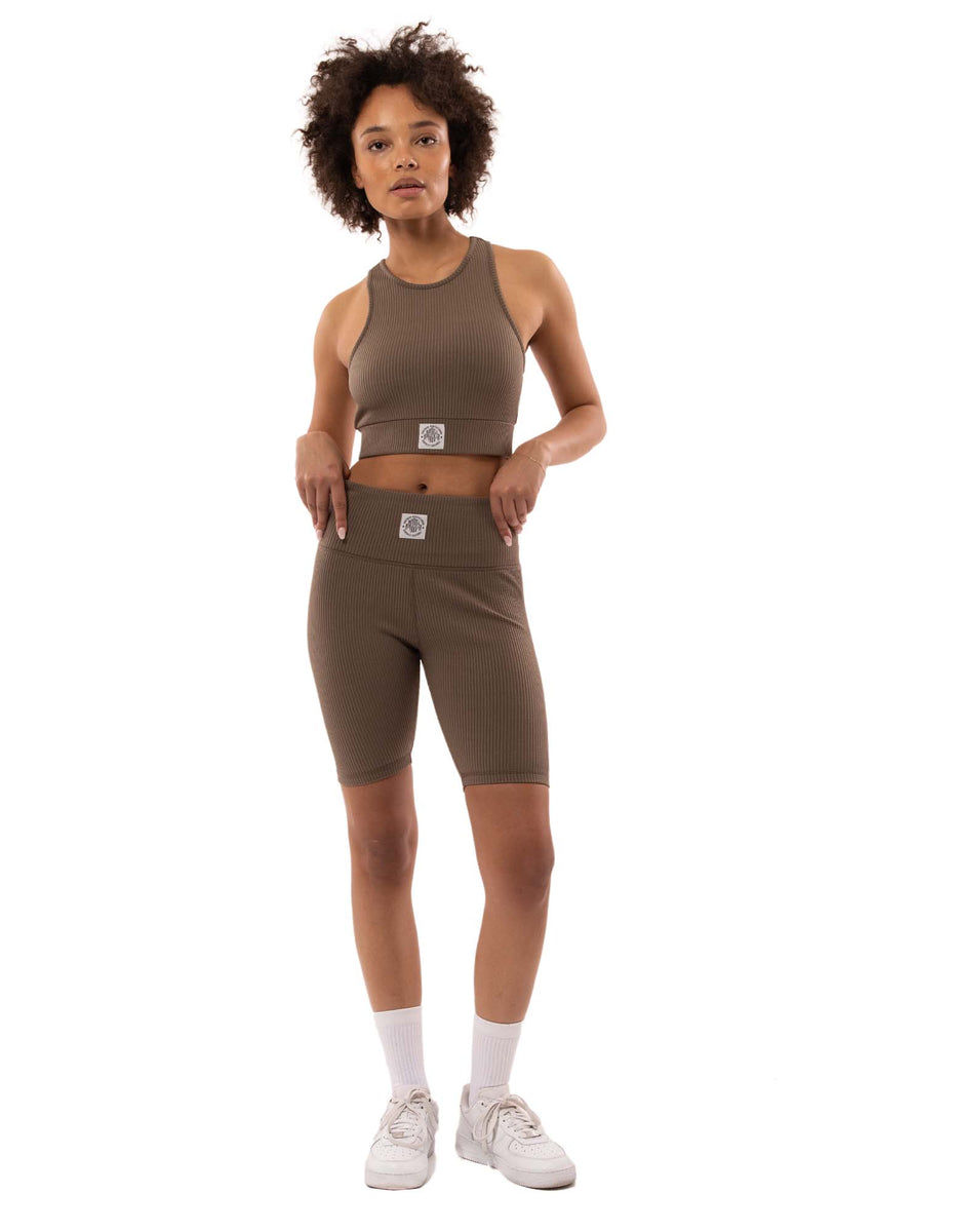 Beige Russell Athletic Deja Vu Ribbed Bike Women Shorts | 79UAECGXY