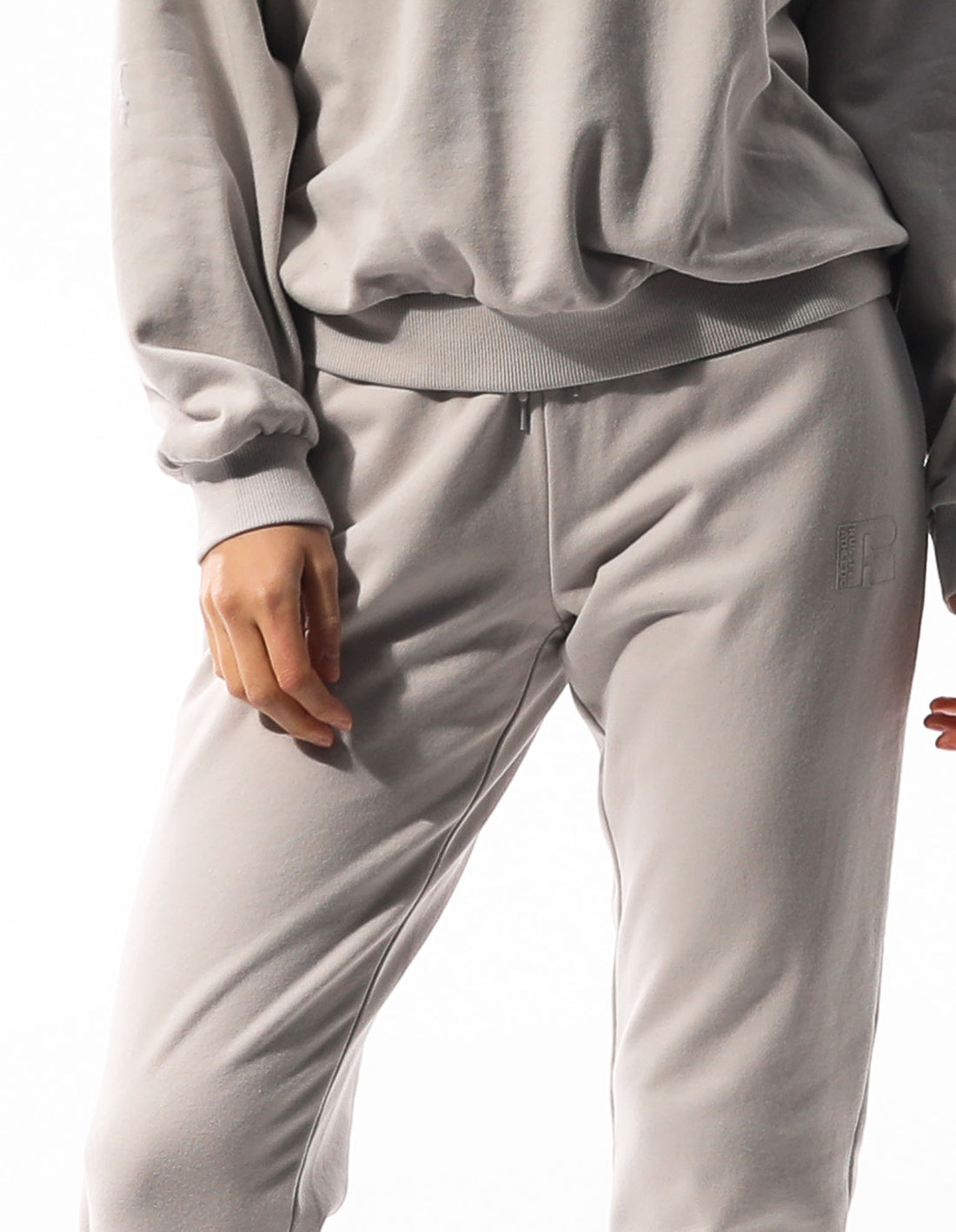 Beige Russell Athletic Inlay Logo Unbrushed Women Track pants | 03VAQYIZF