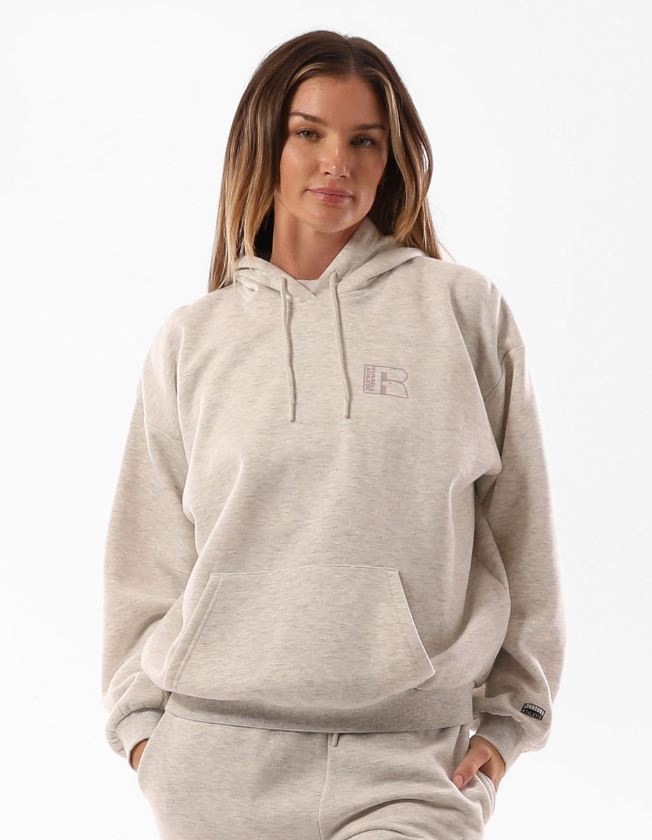 Beige Russell Athletic Original Inlay Logo Women Hoodie | 42IUSDAEG