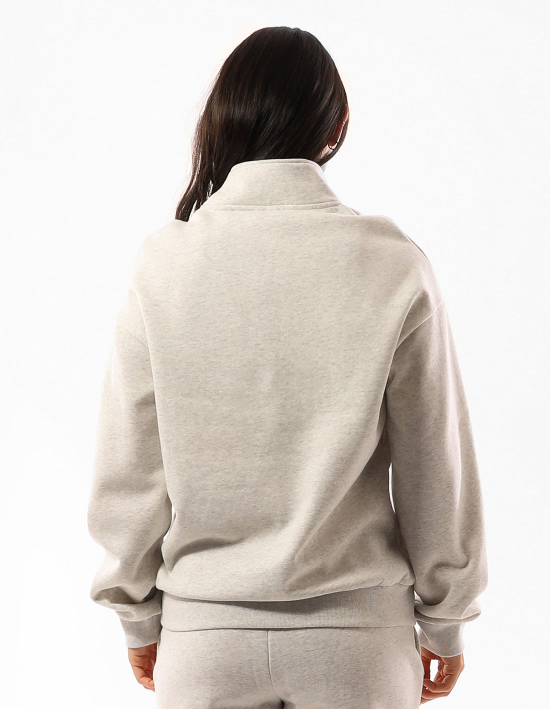 Beige Russell Athletic Tribecca Oversized 1/4 Zip Women Crew Neck Sweaters | 97JMPEUFZ