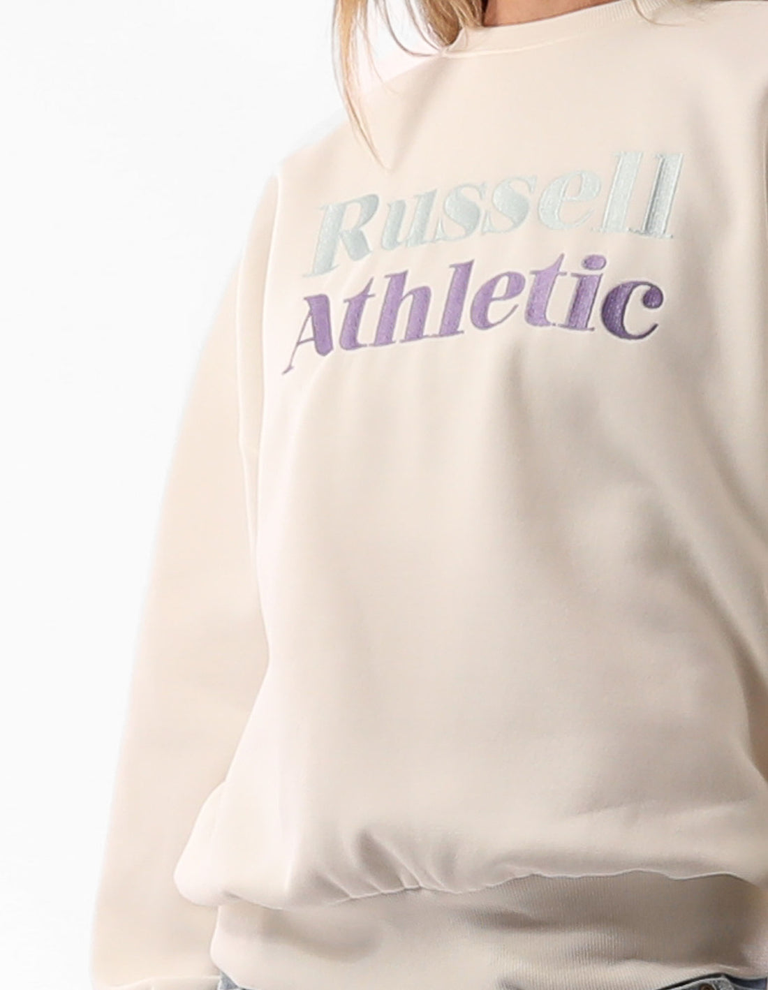 Beige Russell Athletic Two Women Crew Neck Sweaters | 84NMKXBJY