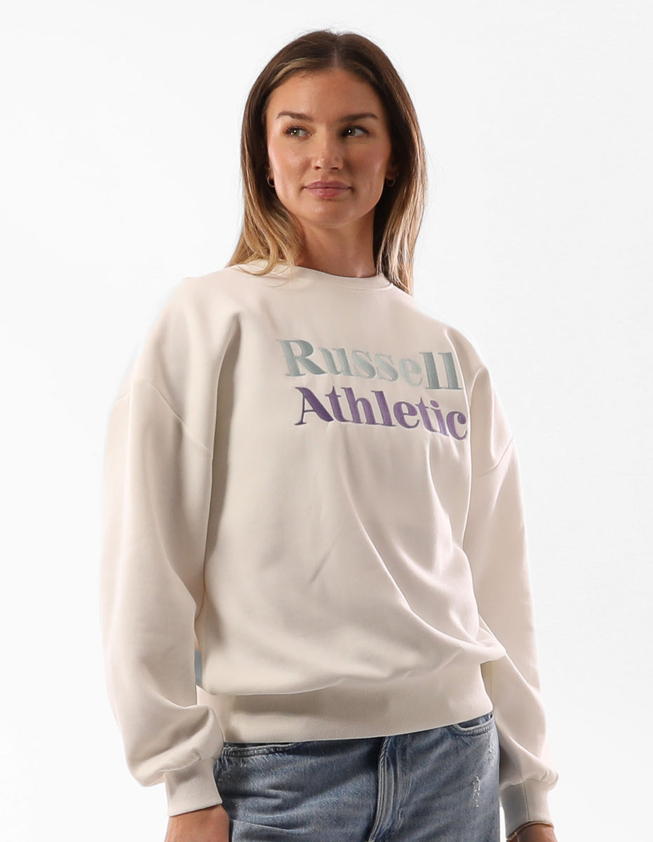 Beige Russell Athletic Two Women Crew Neck Sweaters | 84NMKXBJY