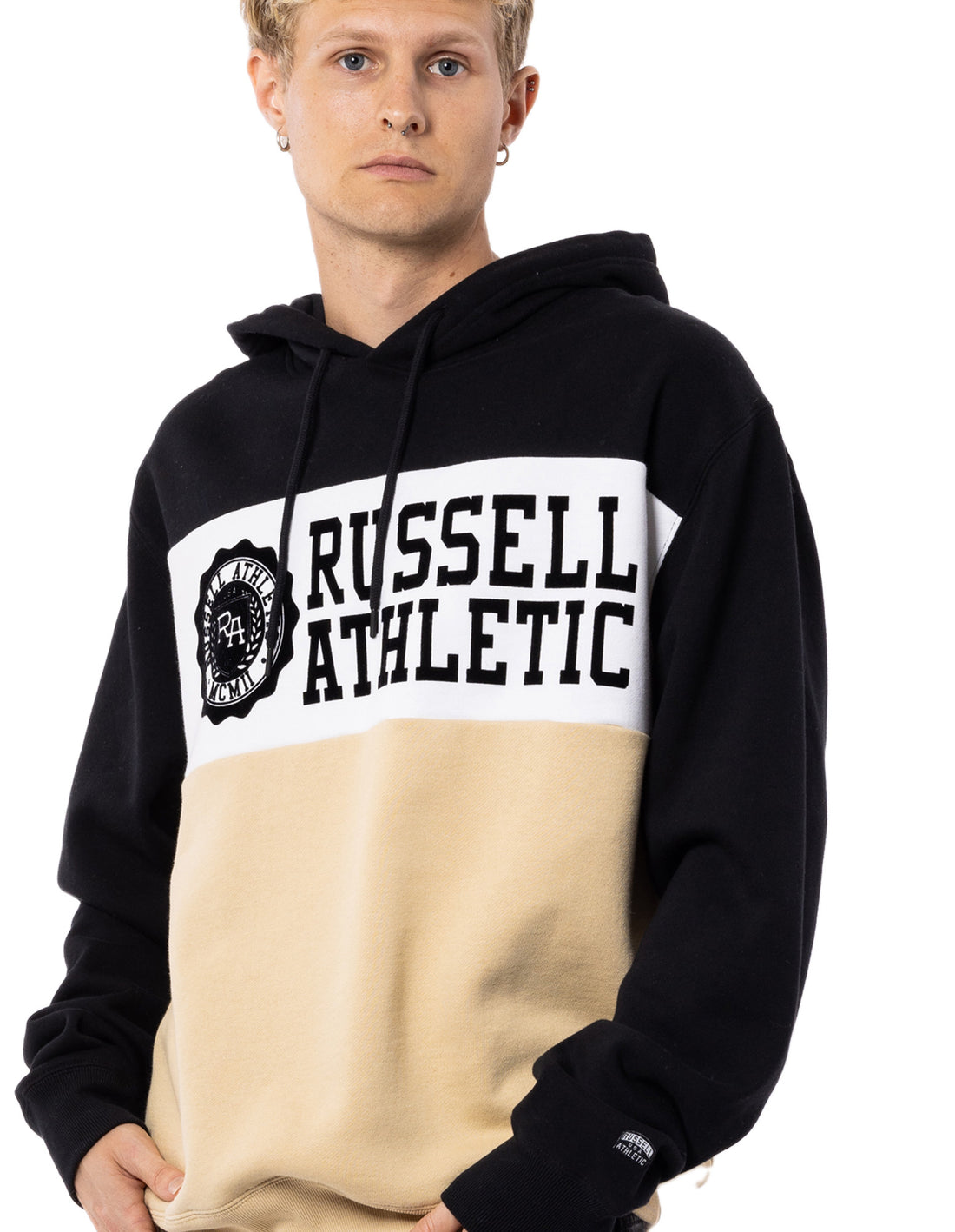 Beige / Black Russell Athletic Carter Men Hoodie | 46WBRZAOX