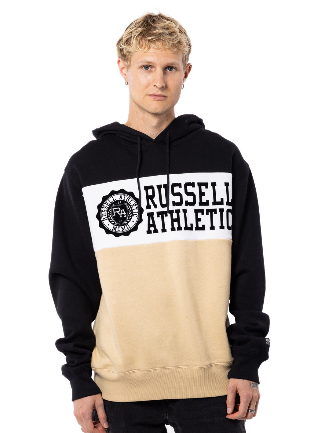 Beige / Black Russell Athletic Carter Men Hoodie | 46WBRZAOX