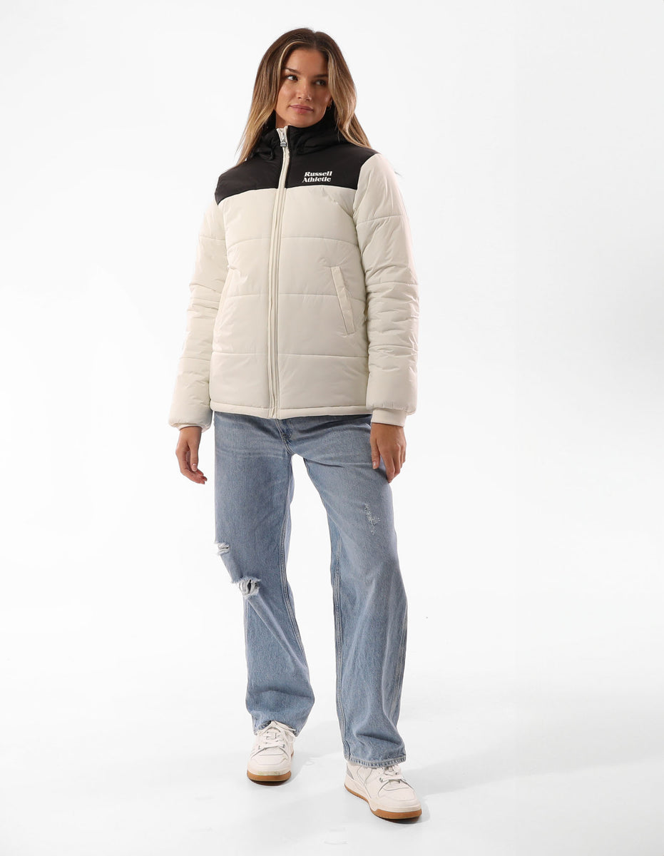 Beige / Black Russell Athletic Sierra Women Puffer Jacket | 21LWCFVAB