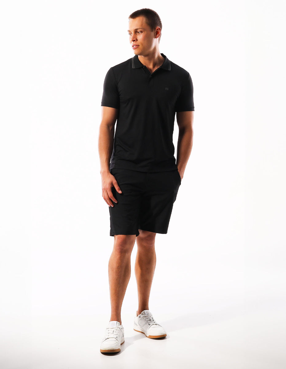 Black Russell Athletic Active Stretch Chino Men Shorts | 83HZGMBKV