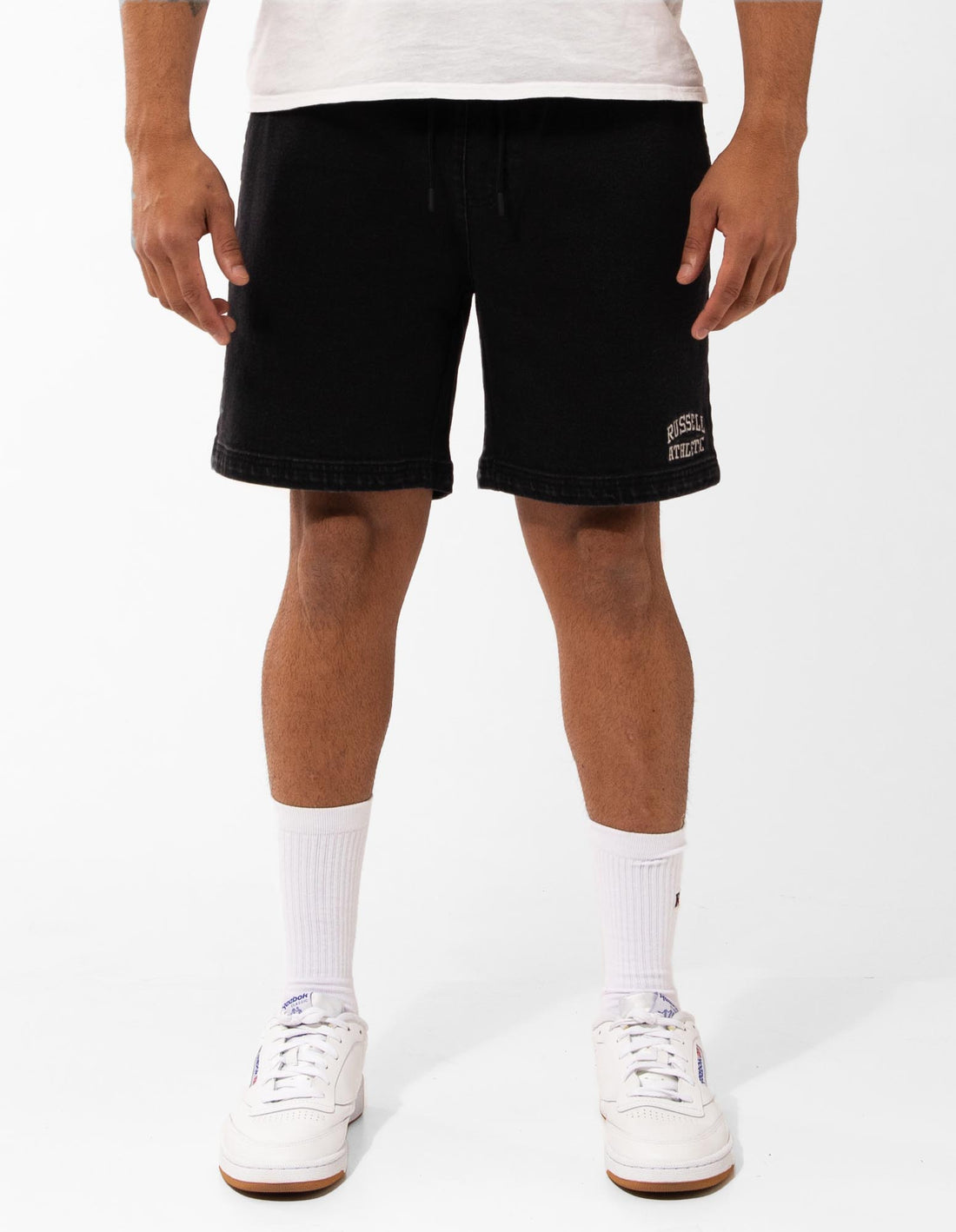 Black Russell Athletic Calabasas Denim Men Shorts | 07YRHJVML