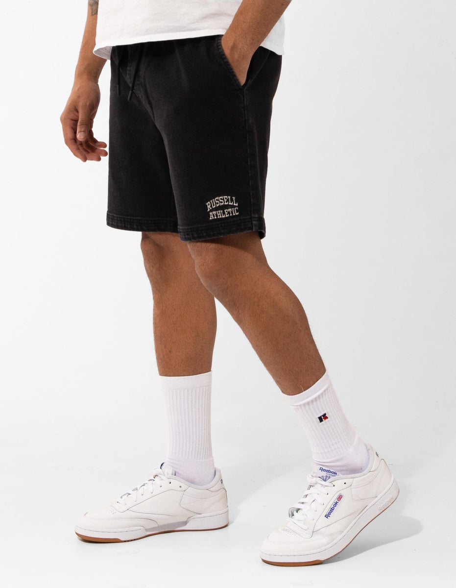 Black Russell Athletic Calabasas Denim Men Shorts | 07YRHJVML