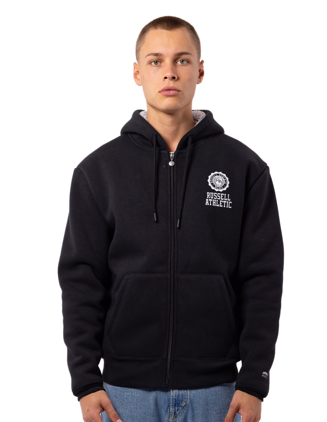 Black Russell Athletic Collegiate Sherpa Men Jackets | 29UADRGVN