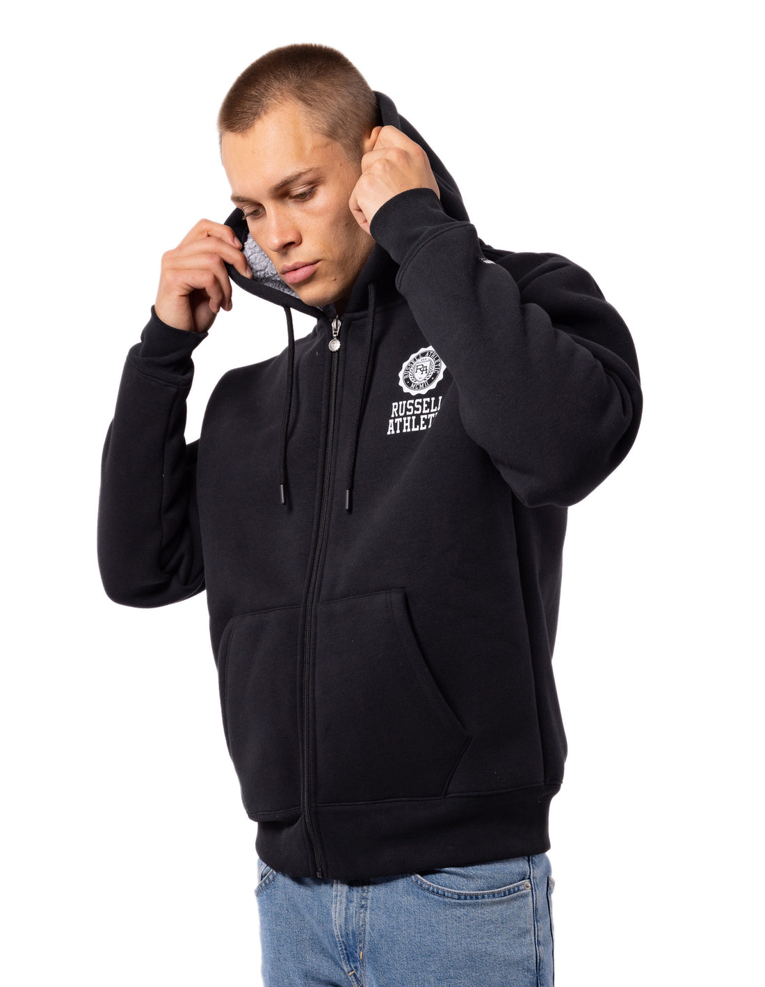 Black Russell Athletic Collegiate Sherpa Men Jackets | 29UADRGVN