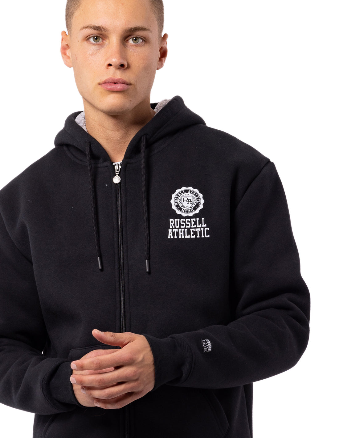 Black Russell Athletic Collegiate Sherpa Men Jackets | 29UADRGVN