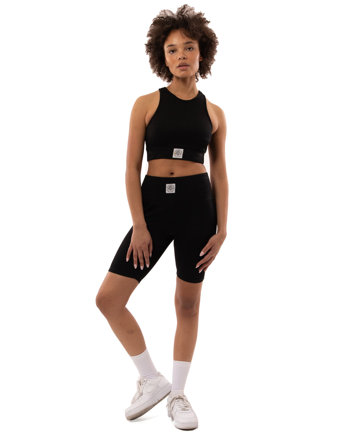 Black Russell Athletic Deja Vu Ribbed Crop Women Tanks | 26CFHPZRE