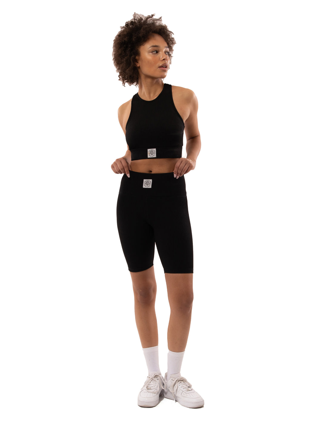 Black Russell Athletic Deja Vu Ribbed Crop Women Tanks | 26CFHPZRE