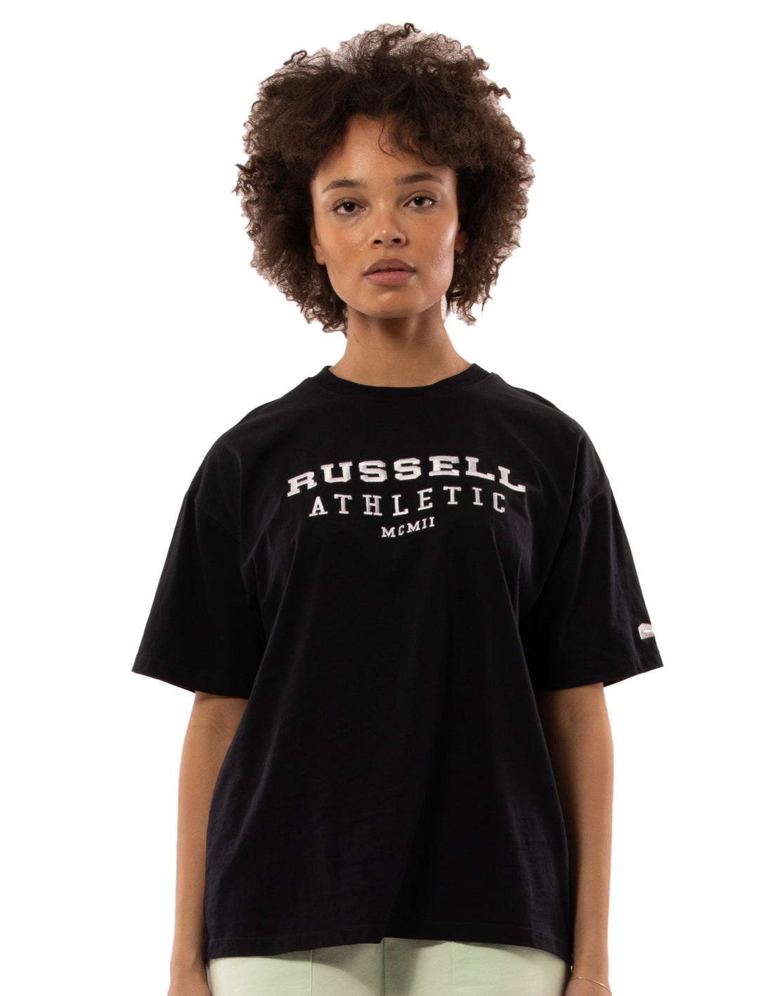 Black Russell Athletic Elements Oversize Women T Shirts | 68EYUKJPT