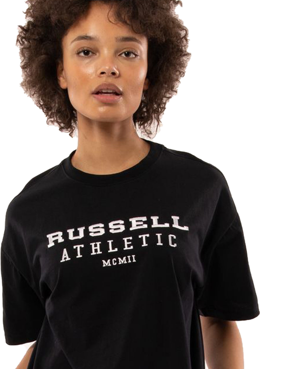 Black Russell Athletic Elements Oversize Women T Shirts | 68EYUKJPT