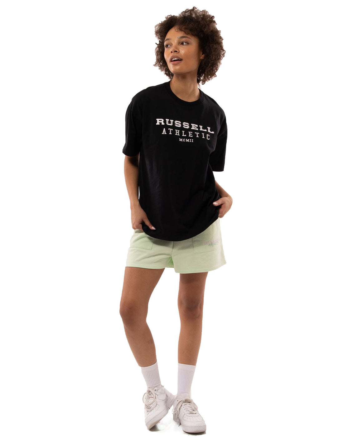 Black Russell Athletic Elements Oversize Women T Shirts | 68EYUKJPT