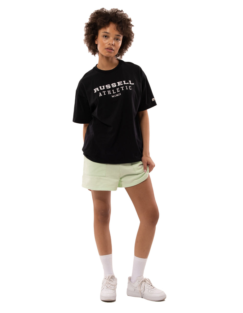 Black Russell Athletic Elements Oversize Women T Shirts | 68EYUKJPT