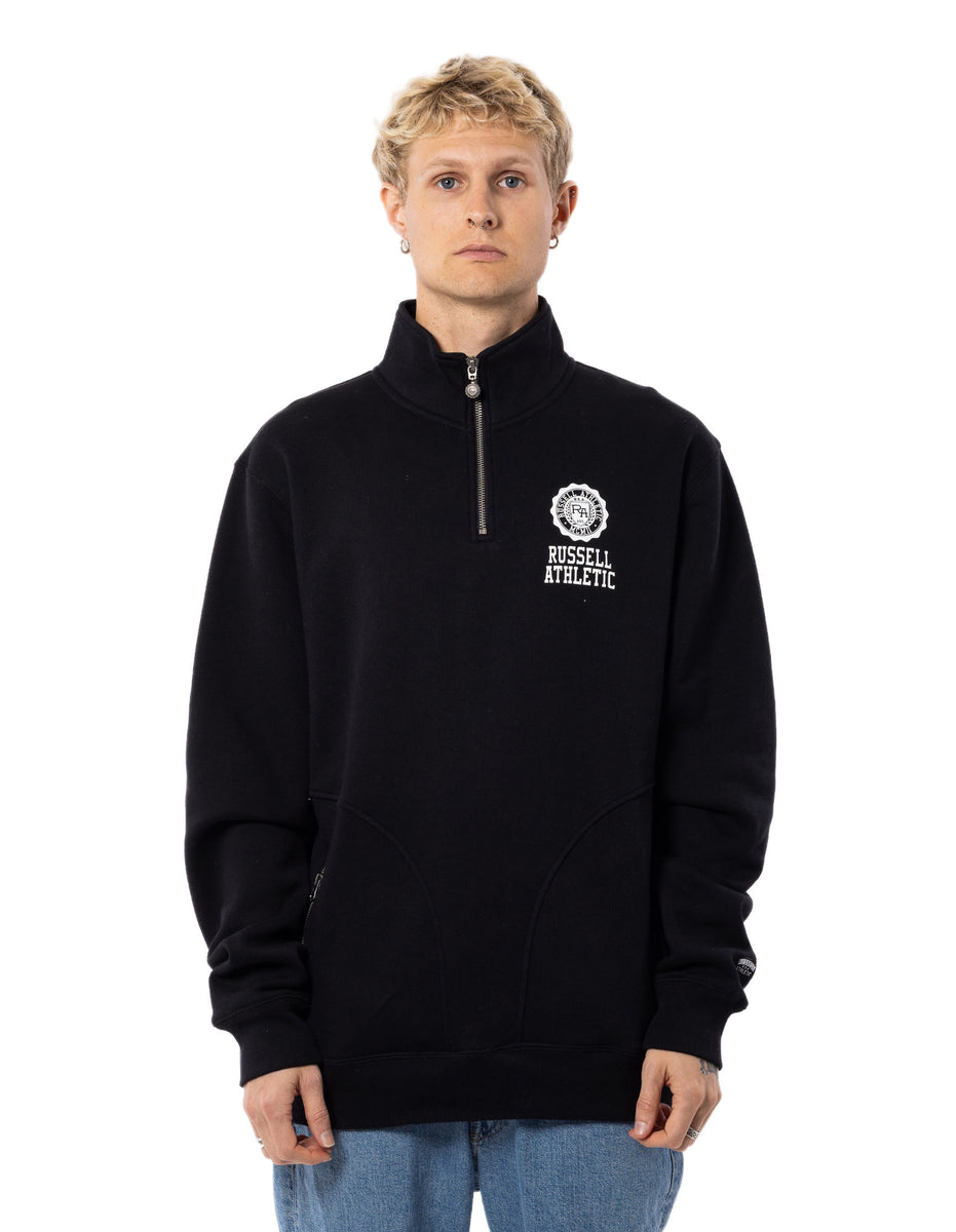 Black Russell Athletic Glory 1/4 Zip Men Top | 98PXJELHM