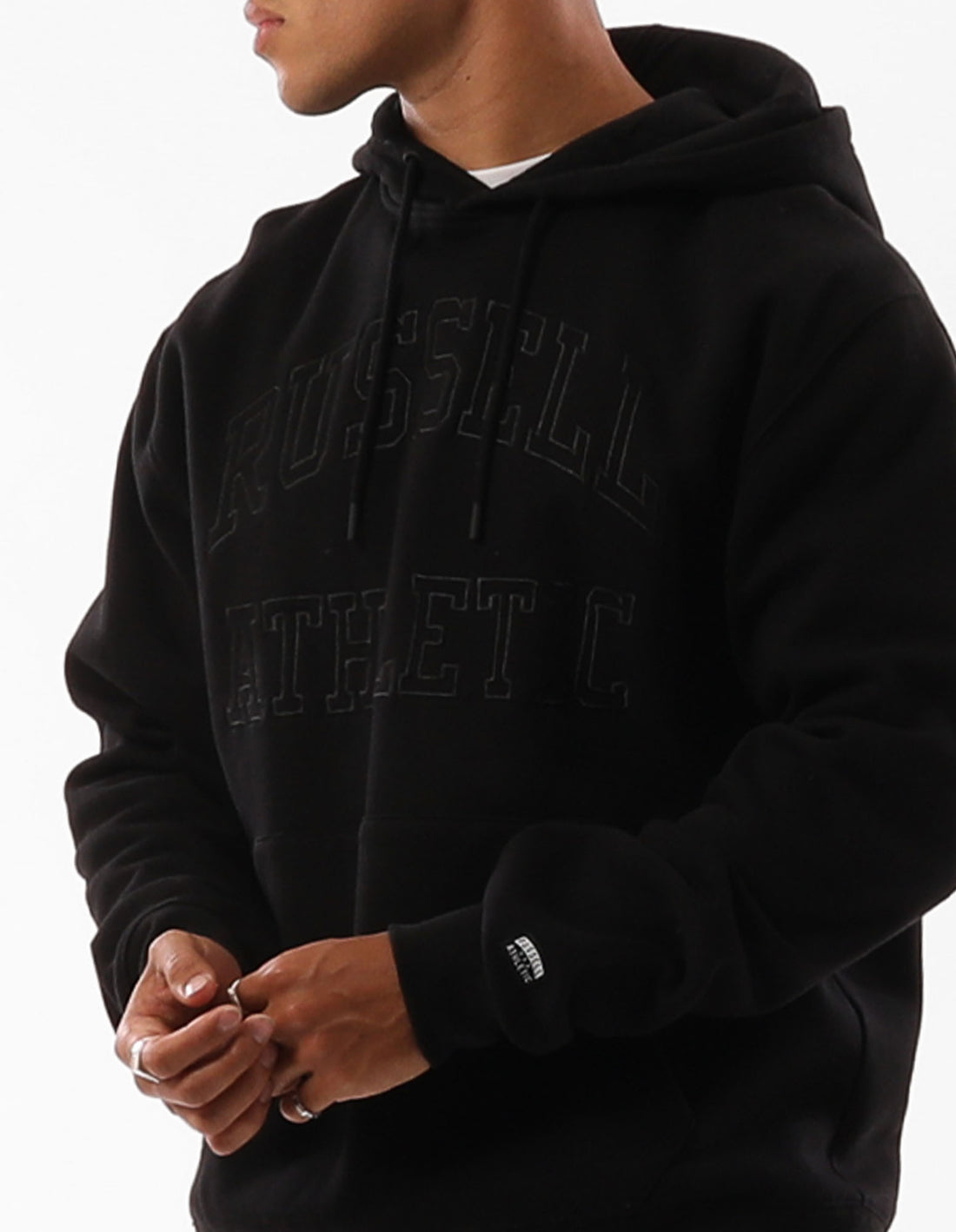 Black Russell Athletic Greenwich Men Hoodie | 28HOZQEJV