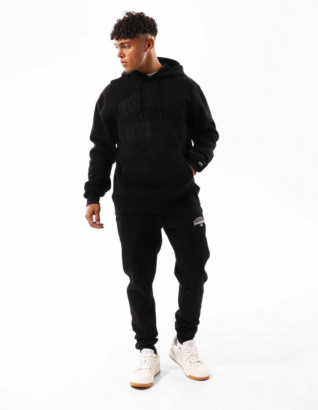 Black Russell Athletic Greenwich Men Hoodie | 28HOZQEJV