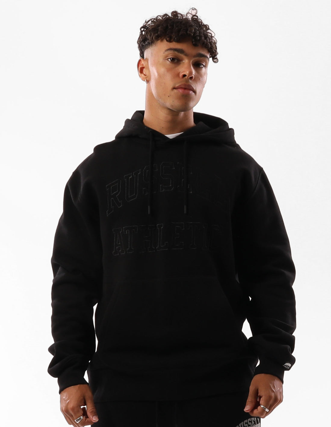 Black Russell Athletic Greenwich Men Hoodie | 28HOZQEJV